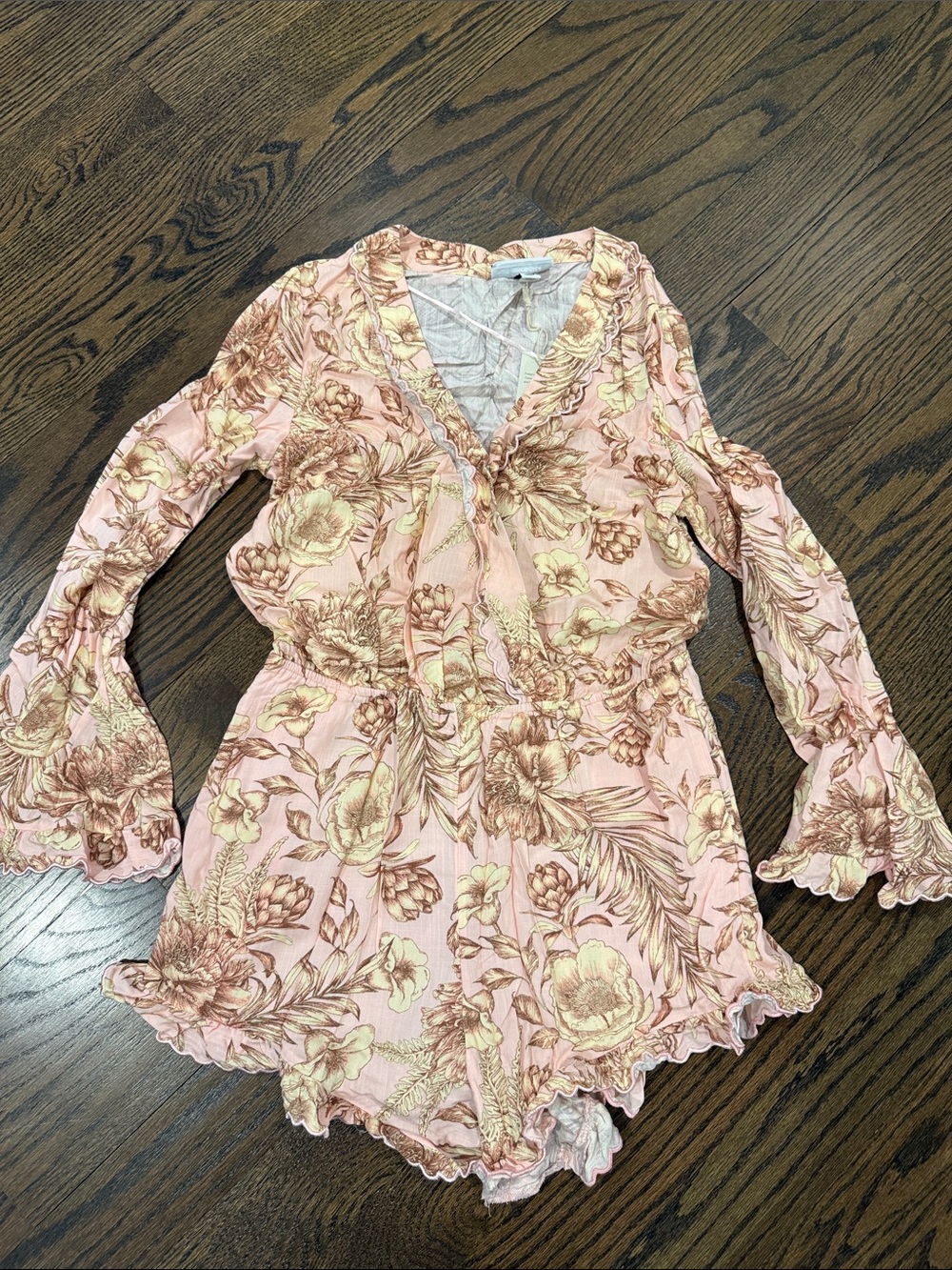 Agua Bendita Pink Floral Ruffled Romper